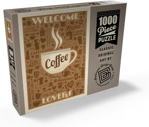 Miniatura 2 de MyPuzzle Coffee Pattern Print, póster vintage, rompecabezas de 100 piezas prémium para adultos