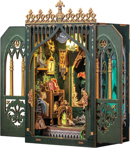Miniatura 15 de Kit de rincón de libros Fsolis, kit de manualidades para casa de muñecas en miniatura para adultos, decoración para estantería, cumpleaños
