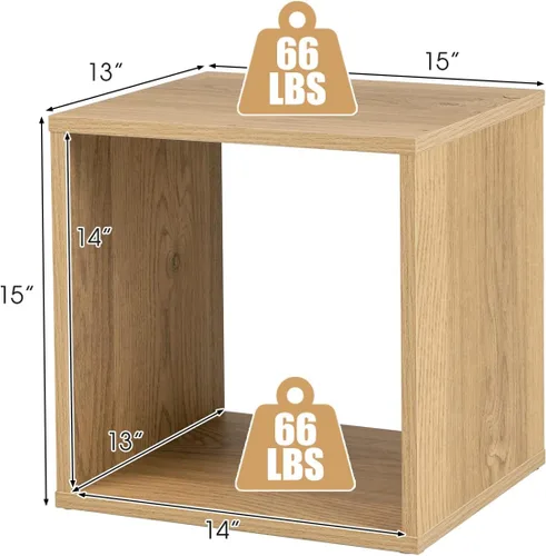 Miniatura 3 de Giantex Organizador de estantería de 2 cubos, estantería abierta de 2 niveles de 15 pulgadas de alto con dispositivo anti-caída, organizador