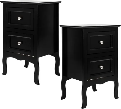Miniatura 14 de Karl home Juego de 2 mesitas de noche marrones para dormitorio, mesita de noche pequeña vintage con cajones, mesa auxiliar de estilo granja, mesas
