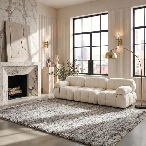 Miniatura 8 de SAFAVIEH Iceland Shag Collection Alfombra Pasillo - 2' x 8', Crema y Gris, Diseño Moderno, Fácil Cuidado, 2.5 pulgadas de Grosor, Ideal para Áreas