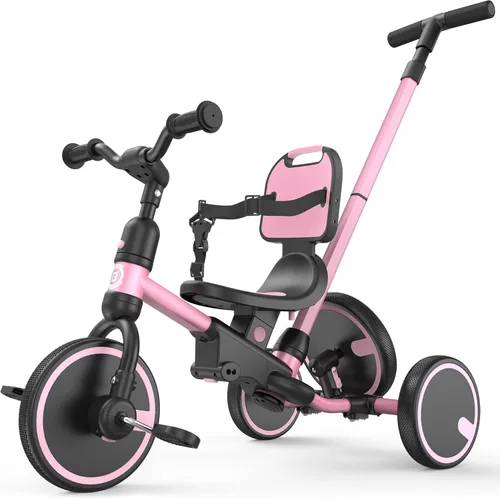 Bicicleta para niños pequeños Besrey 1-3 años, triciclo para niños pequeños con rueda de repuesto, triciclo para niños 5 en 1 con mango de empuje,