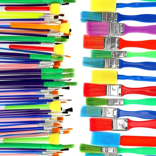Juego de pinceles de pintura multiusos para pintura acrílica, fácil de limpiar y sostener, pinceles redondos y planos para niños, ideal con