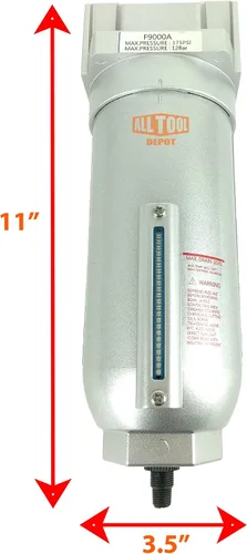 Miniatura 2 de 1 "NPT SUPER DUTY Filtro de partículas de grado industrial/trampa de agua para líneas de aire comprimido de compresor de aire, 5u con cuenco