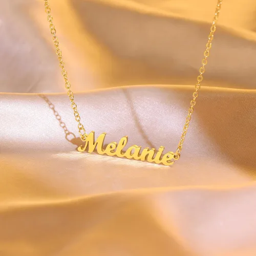 Miniatura 4 de Ldurian Name Necklace Personalized Name Pendant Necklace Christmas Gifts 14K Gold Dainty Name Plate Necklaces Birthday Jewelry Gift for Teen Girls