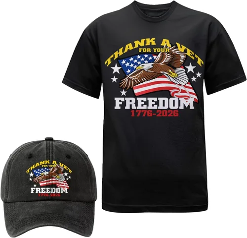 Miniatura 13 de Camiseta personalizada del 250 aniversario de Estados Unidos, camiseta patriótica veterana con juego de gorra, regalo para soldados retirados
