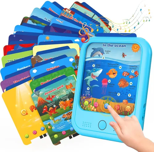Tableta de aprendizaje educativo para niños, juguete educativo para aprender alfabetos, colores, números, alimentos, parque jurásico, animales,
