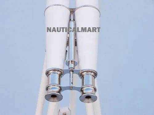 Miniatura 2 de Prismáticos de cuero blanco cromado de pie de 62" por Nauticalmart