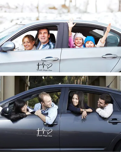 Miniatura 3 de Calcomanías adhesivas de fe, esperanza y amor en forma de corazón para autos, calcomanía de vinilo de la cruz de Jesús para ventanas de autos