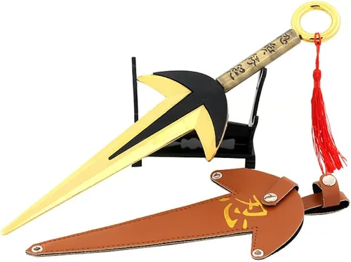 Miniatura 8 de QIDUDZ Namikaze Minato Kunai Yondaime, modelo de arma de 11.81 pulgadas, figura de acción de juguete de espada de metal ninja para regalo de niños
