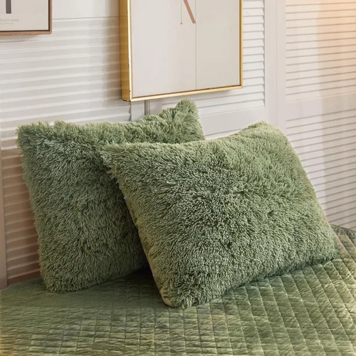Miniatura 26 de LIFEREVO Paquete de 2 fundas de almohada de piel sintética esponjosa, fundas de almohada cuadradas de 18 x 18 pulgadas, fundas de almohada Blanco