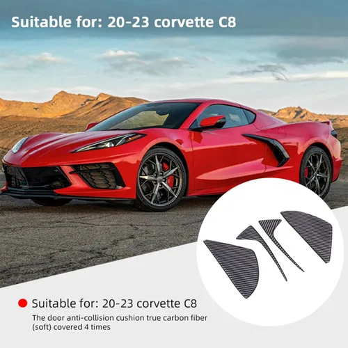 Miniatura 4 de Adhesivo decorativo suave de fibra de carbono real 3D para automóvil, antichoque, para salpicadero, puerta lateral, compatible con Corvette C8