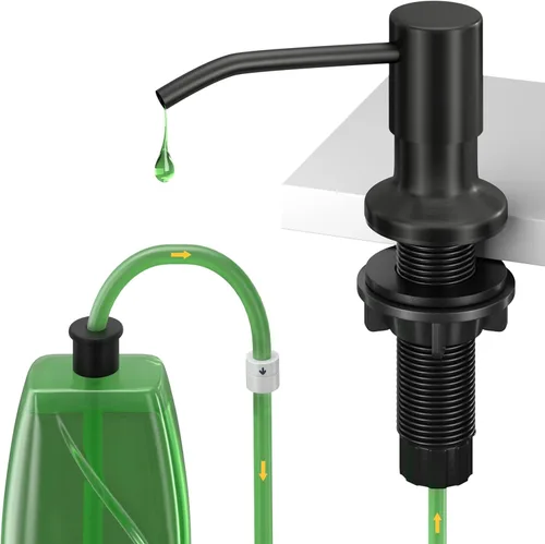 Miniatura 9 de Dispensador de jabón para fregadero de cocina, dispensador de jabón integrado con botella de 17 onzas, recambio del dispensador de jabón para Negro