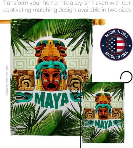 Miniatura 4 de Maya - Juego de banderas de jardín para colgar en la pared, regional, México, Estados Unidos, México, Estados Unidos, país, área particular
