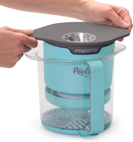 Miniatura 3 de Máquina de palomitas de aire caliente Presto 04811 PopLite My Munch - Tamaño personal, tazón de servir incorporado, diseño compacto, 8 tazas, azul