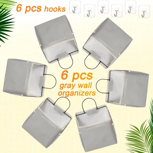 Miniatura 2 de Chumia Paquete de 6 cestas de almacenamiento para colgar en la pared, para baño, armario, bolsa de almacenamiento colgante sobre la puerta, cesta