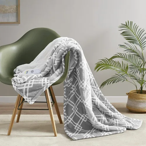 Miniatura 20 de Serta - Manta de vellón sherpa reversible, ultrasuave y tejida, manta térmica, manta eléctrica; cómoda, agradable y abriga y protege del frío