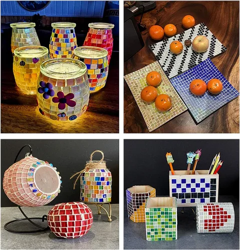 Miniatura 8 de 100 Piezas de Azulejos de Mosaico a Granel de Colores Surtidos, Azulejos de Vidrio Opaco para Manualidades de Mosaico DIY, Adornos para el Hogar