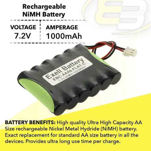 Miniatura 6 de Exell 7.2V 1000mAh NIMH w/conector para 1:18 RC Car Racing HPI RS4 Micro Cars