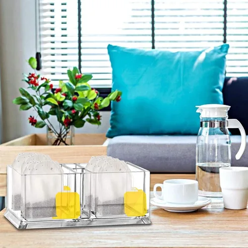 Miniatura 9 de Claro acrílico dos celosías té bolsas titular café azúcar bolsa caso huésped habitación cajas de almacenamiento YTBH-001
