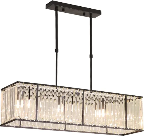 Miniatura 2 de AngelcityCC Candelabro rectangular de cristal moderno de lujo con 4 luces para techo para comedor, cocina, isla de 33.5 pulgadas