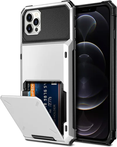 Miniatura 25 de Vofolen Funda compatible con iPhone 12, cartera 5G, 4 ranuras para tarjetas, tarjetero con bolsillo oculto, doble capa, cubierta trasera protectora