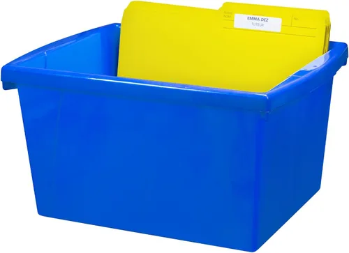 Miniatura 3 de Storex Contenedor de almacenamiento de 4 galones con tapa, organizador de plástico para libros y suministros, azul, 1 paquete (61412A06C)