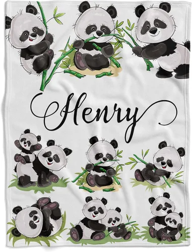 Manta de bebé panda personalizada, manta de bebé safari, manta de bebé de animales de la selva, manta de bebé bosque, manta de animal del zoológico