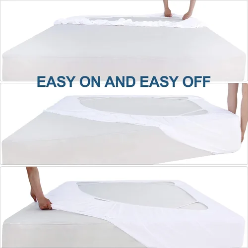 Miniatura 7 de Funda de somier tamaño individual, envoltura de tela elástica alrededor de 4 lados falda de cama, alternativa elegante para faldas de cama