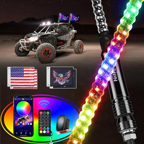 Miniatura 17 de Nilight Juego de 2 luces LED RGB de 3 pies y 4 luces de rock, control remoto y aplicación con patrones de persecución de bricolaje, antena