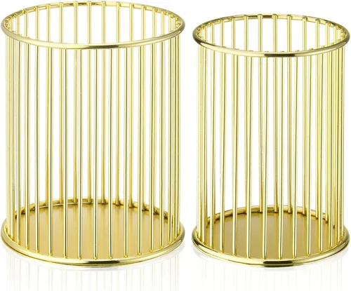 Miniatura 8 de 2 juegos de soportes metálicos para bolígrafos para escritorio, brochas de maquillaje, portavasos, portalápices, taza para bolígrafos, organizador