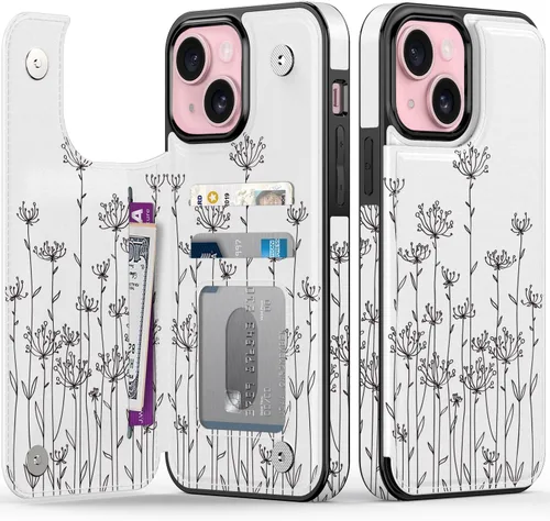 FUNMIKO Funda tipo cartera para iPhone 13 Mini con tarjetero, bloqueo RFID, protección de grado militar y obras de arte impresas con rayos UV,