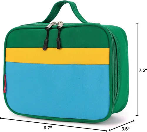 Miniatura 7 de Lonchera térmica para niños y niñas, tamaño estándar para la escuela, verde y azul