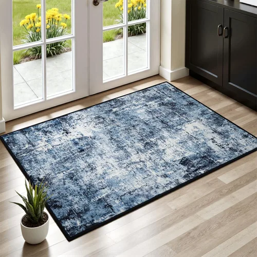 Rugflix Alfombra de entrada de 2 x 3, lavable, antideslizante, resistente a las manchas, de pelo bajo, alfombra pequeña, moderna, oscura, para sala
