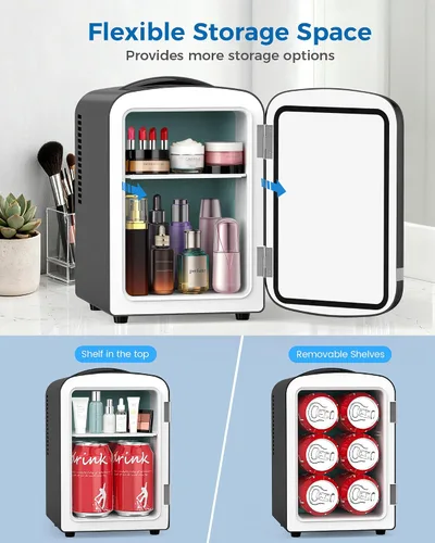 Miniatura 5 de Electactic Mini refrigerador para el cuidado de la piel, 4L/6 latas, refrigerador portátil compacto para cosméticos, refrigerador de escritorio