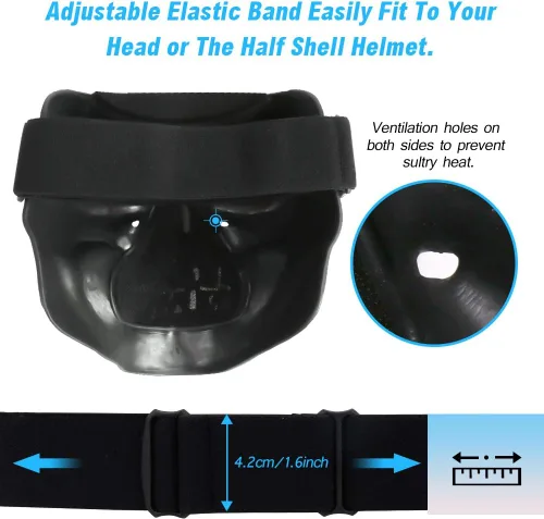 Miniatura 4 de Máscara de calavera espeluznante con lente polarizada para Airsoft, Paintball, Motor Racing Negro