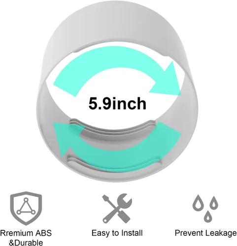 Miniatura 2 de Manguera de aire acondicionado portátil con acoplador, 5.9 pulgadas/5.9 in en sentido antihorario conducto de ventilación de escape universal de CA
