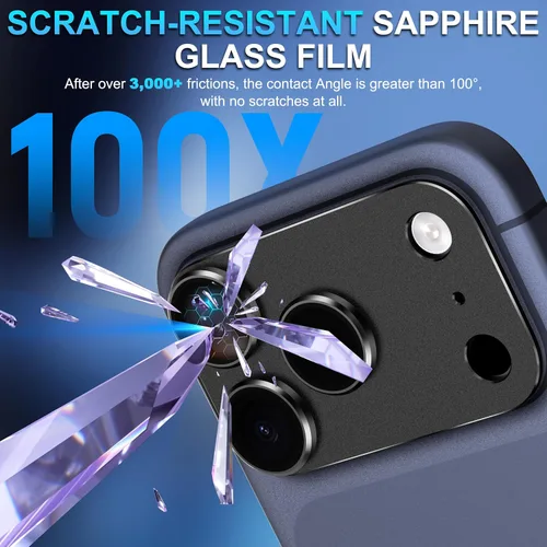 Miniatura 3 de Suoman Protector de lente de cámara para iPhone 17 Pro Max, [todo en uno esmerilado] [Adhesión fuerte] Marco de metal templado cubierta de lente