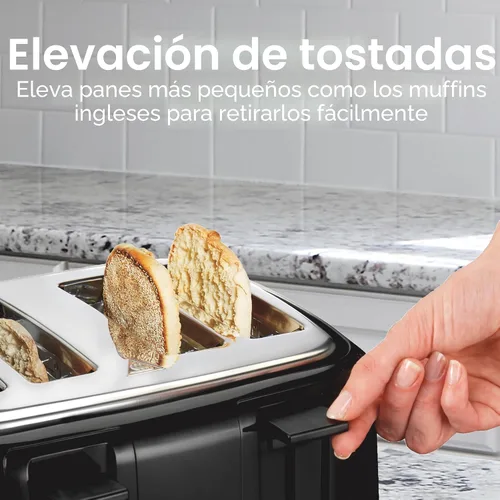 Miniatura 5 de Proctor Silex Tostadora de 4 Rebanadas con Ranuras Extra Anchas para Bagels, Paredes Frías al Tacto, Selector de Tono con 7 Niveles de Tostado