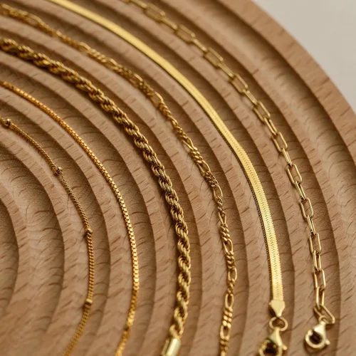 Miniatura 5 de Pulseras de oro para mujer, juego de pulseras en capas de oro de 14 quilates, delicadas cadenas de espiga de espiga, pulseras cubanas de oro