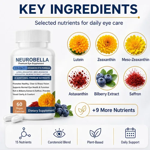 Miniatura 2 de Neurobella Fórmula Avanzada 15 en 1 para Ojos Apoyo Nutricional, 60 Cápsulas Contiene carotenoides (luteína, zeaxantina, etc. ), extracto