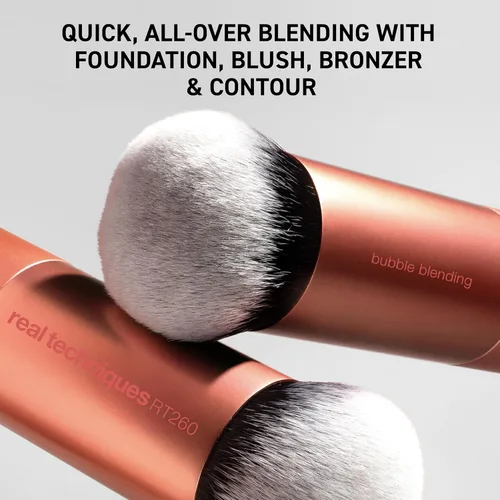 Miniatura 3 de Real Techniques, brocha de maquillaje Bubble Blending, brocha multiusos para base para productos líquidos, crema y polvo, cabeza de cepillo redonda