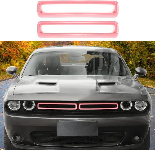 Miniatura 14 de Voodonala para insertos de rejilla delantera Challenger para accesorios Dodge Challenger 2015-2022, ABS rojo 2 piezas