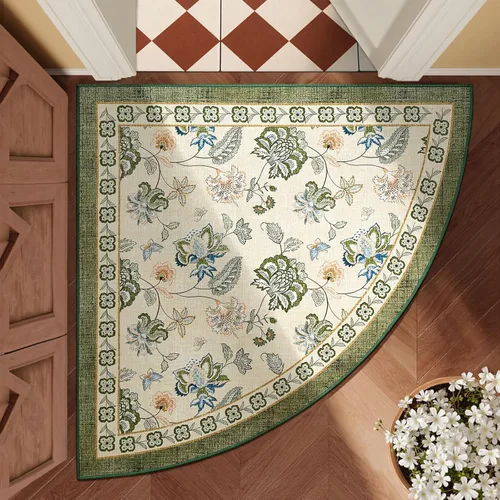 Miniatura 168 de Jinchan Fiora - Alfombra redonda de 8 pies, alfombras vintage con diseño floral envejecido, lavable a máquina, antideslizante, de pelo bajo, Azul