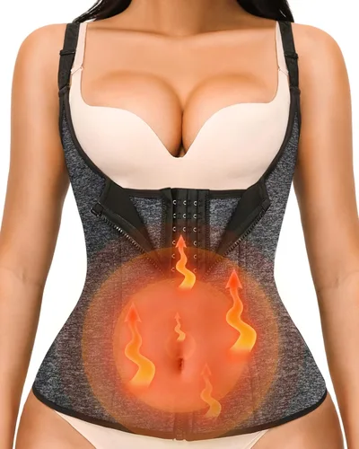 Miniatura 11 de YADIFEN Waist Trainer for Women,Zipper Corset Body Shaper for Tummy Control Neoprene Cincher Sweat Sauna Vest Tank Top Látex negro transpirable