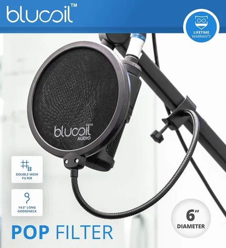 Miniatura 6 de Parabrisas con filtro pop para micrófonos de mano profesionales, pantalla de doble capa con clip de cuello de cisne flexible y soporte giratorio