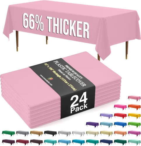 Miniatura 76 de Exquisite 66% Thicker Premium Plastic Table Cloth Rectangle Table Cover 0.5 Mil 6 Pack Aqua Table Cloth 54 Inch x 108 Inch Disposable Tablecloth