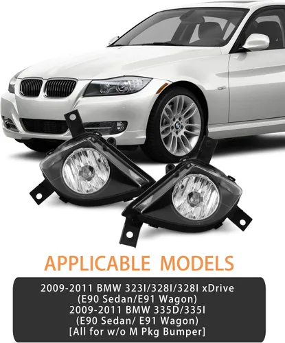 Miniatura 3 de Luces antiniebla para BMW Serie 3 Sedán/Wagon E90/E91 2009-2011 (sin paquete M) con lente transparente, 2
