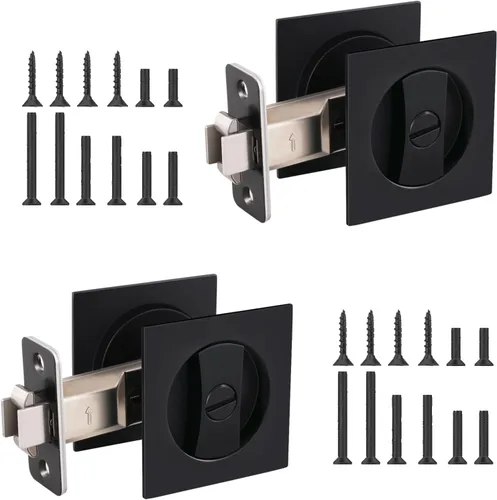 Miniatura 13 de Cerradura de puerta de bolsillo redondo con indicador, 1 paquete de accesorios contemporáneos de privacidad para puerta, pestillo de puerta de Oro