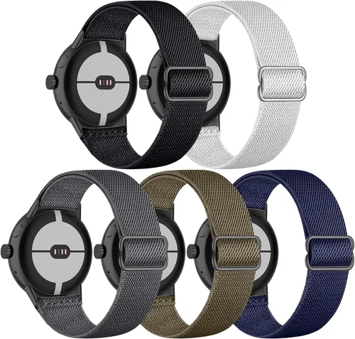 Miniatura 13 de Paquete de 5 correas elásticas de nailon compatibles con Google Pixel Watch 4, 3, 1.614 in, Google Pixel 2, Google Pixel 2, correas elásticas